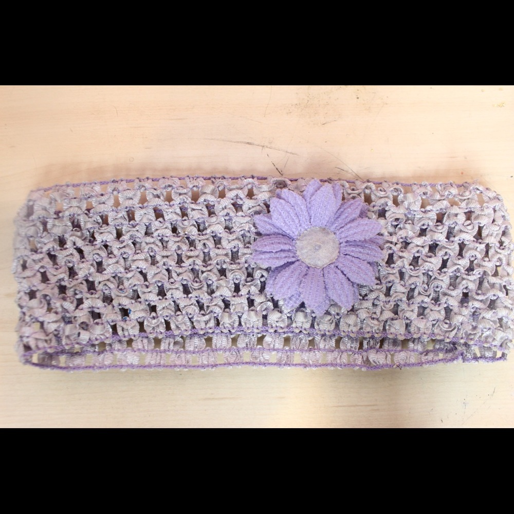 Purple Flower Crochet Headband